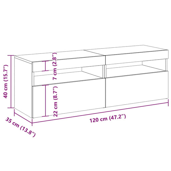 vidaXL TV Cabinets with LED Lights 2 pcs White 60x35x40cm