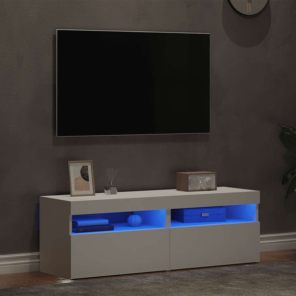vidaXL TV Cabinets with LED Lights 2 pcs White 60x35x40cm