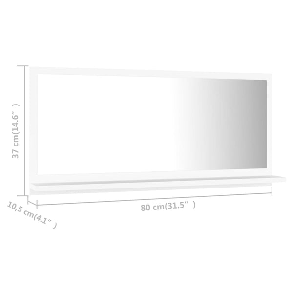 vidaXL Bathroom Mirror White 80x10.5x37 cm Engineered Wood
