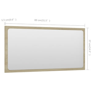 vidaXL Bathroom Mirror Sonoma Oak 80x1.5x37 cm Engineered Wood