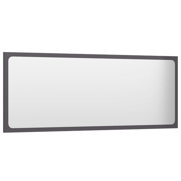 vidaXL Bathroom Mirror High Gloss Grey 100x1.5x37 cm Engineered Wood