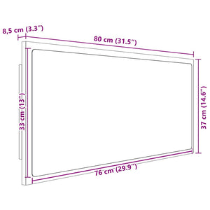vidaXL LED Bathroom Mirror High Gloss White 80x8.5x37 cm Acrylic