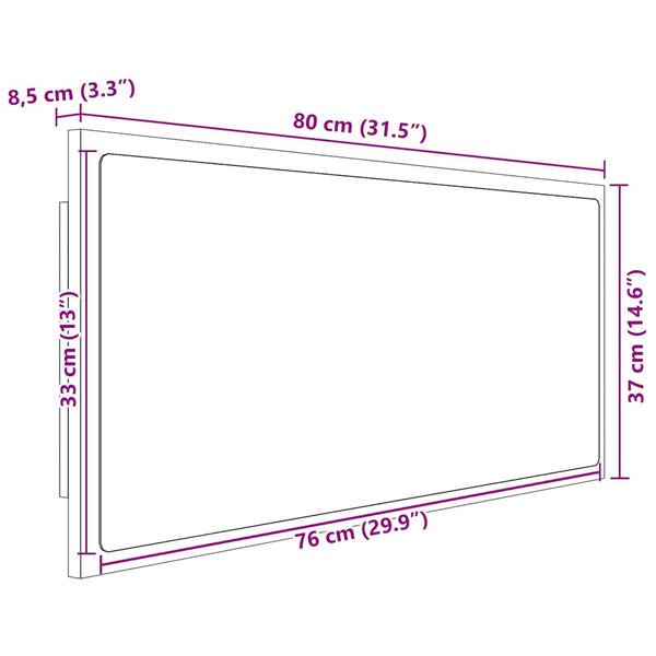 vidaXL LED Bathroom Mirror High Gloss White 80x8.5x37 cm Acrylic