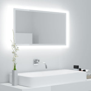 vidaXL LED Bathroom Mirror High Gloss White 80x8.5x37 cm Acrylic
