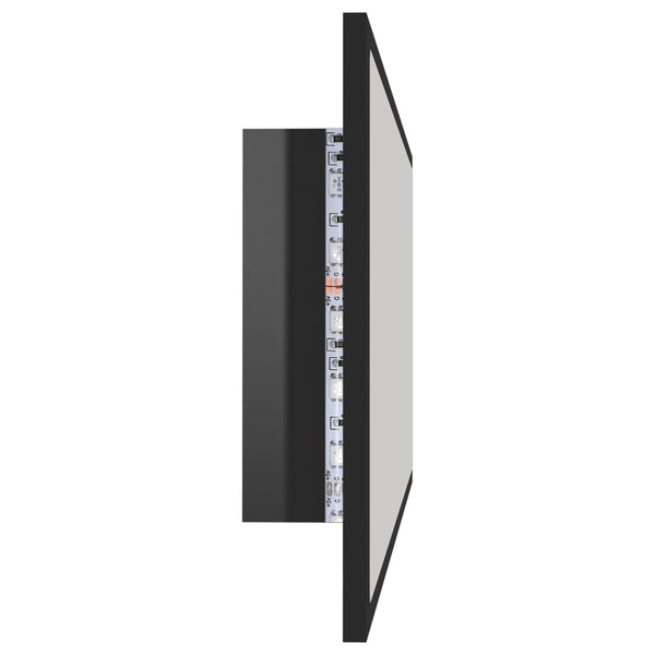 vidaXL LED Bathroom Mirror High Gloss Black 100x8.5x37 cm Acrylic