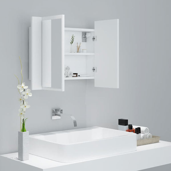 vidaXL LED Bathroom Mirror Cabinet White 60x12x45 cm Acrylic