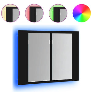 vidaXL LED Bathroom Mirror Cabinet Black 60x12x45 cm Acrylic