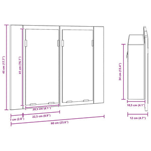 vidaXL LED Bathroom Mirror Cabinet Black 60x12x45 cm Acrylic