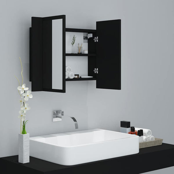 vidaXL LED Bathroom Mirror Cabinet Black 60x12x45 cm Acrylic