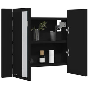 vidaXL LED Bathroom Mirror Cabinet Black 60x12x45 cm Acrylic