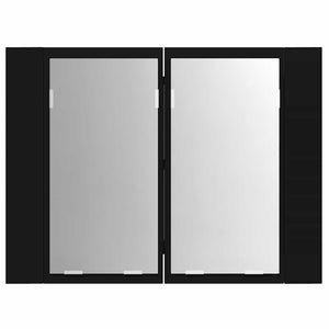 vidaXL LED Bathroom Mirror Cabinet Black 60x12x45 cm Acrylic