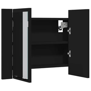 vidaXL LED Bathroom Mirror Cabinet Black 60x12x45 cm Acrylic