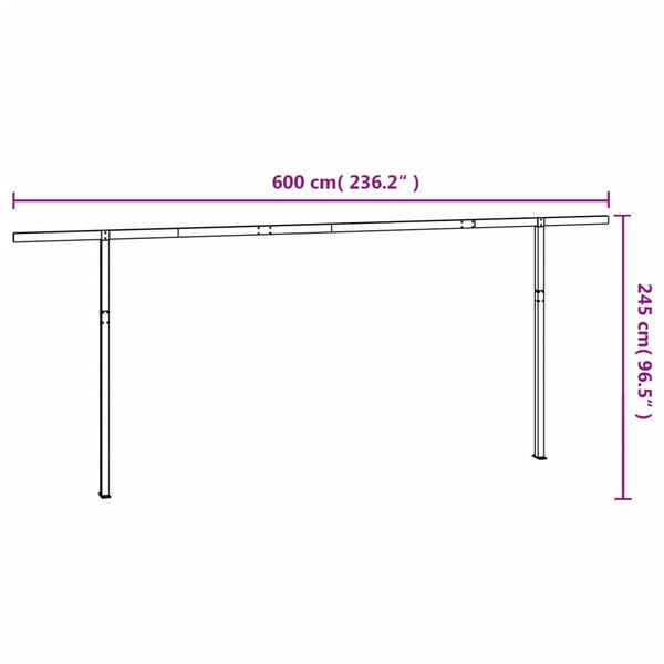 vidaXL Awning Support Legs White 600x245 cm Iron