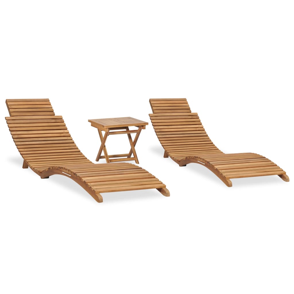 vidaXL 3-Piece Folding Garden Lounge Set Solid Teak Wood