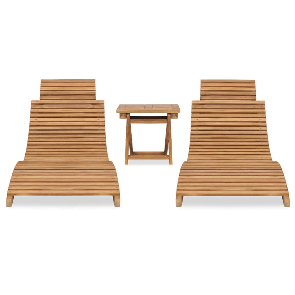 vidaXL 3-Piece Folding Garden Lounge Set Solid Teak Wood