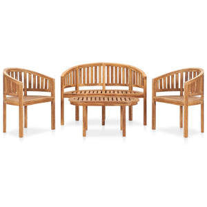 vidaXL 4-piece Solid Teak Wood Garden Lounge Set