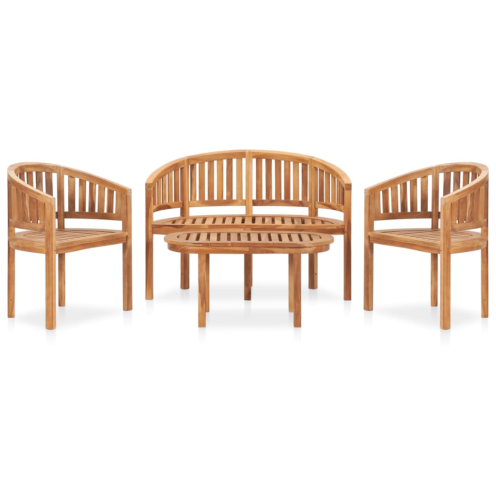vidaXL 4-piece Solid Teak Wood Garden Lounge Set