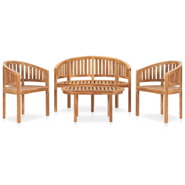 vidaXL 4-piece Solid Teak Wood Garden Lounge Set
