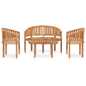 vidaXL 4-piece Solid Teak Wood Garden Lounge Set