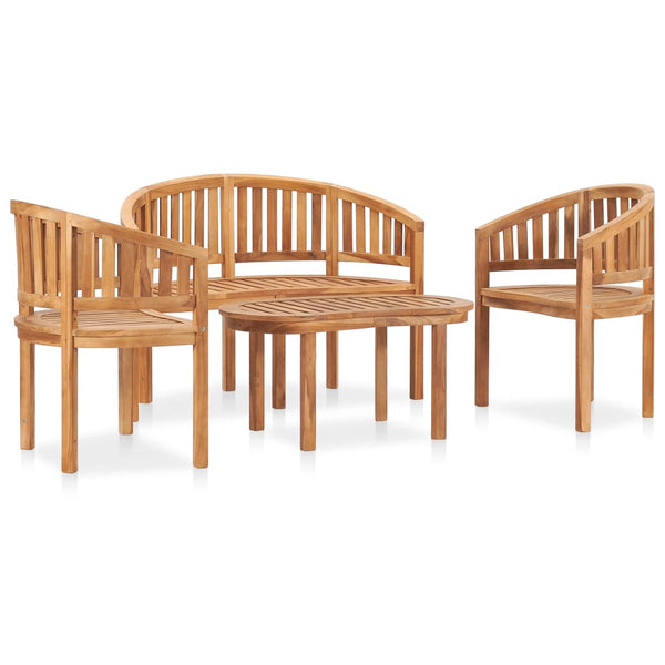 vidaXL 4-piece Solid Teak Wood Garden Lounge Set