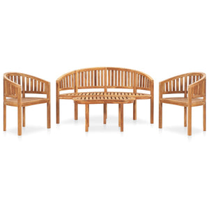 vidaXL 4-piece Solid Teak Wood Garden Lounge Set