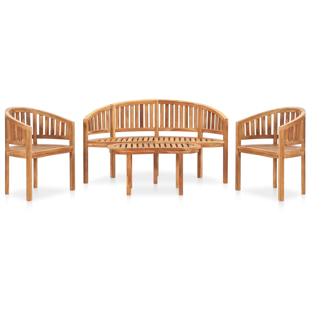 vidaXL 4-piece Solid Teak Wood Garden Lounge Set