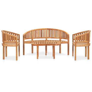 vidaXL 4-piece Solid Teak Wood Garden Lounge Set