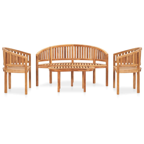 vidaXL 4-piece Solid Teak Wood Garden Lounge Set
