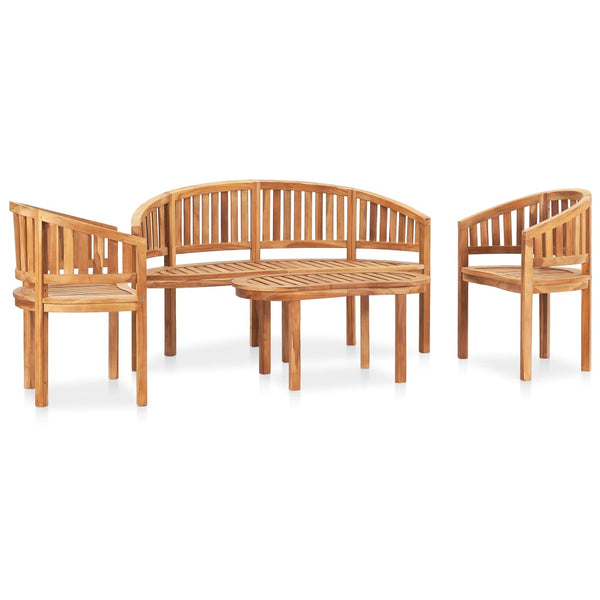 vidaXL 4-piece Solid Teak Wood Garden Lounge Set