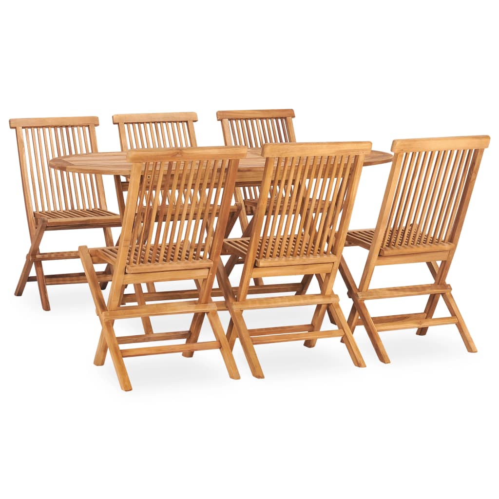 vidaXL 7-Piece Folding Garden Dining Set Solid Teak Wood
