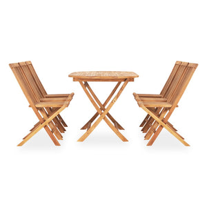 vidaXL 7-Piece Folding Garden Dining Set Solid Teak Wood