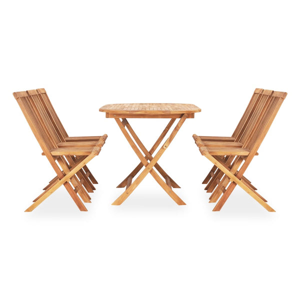 vidaXL 7-Piece Folding Garden Dining Set Solid Teak Wood