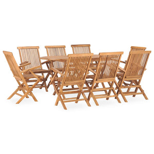 vidaXL 9-piece Folding Outdoor Dining Set Solid Teak Wood