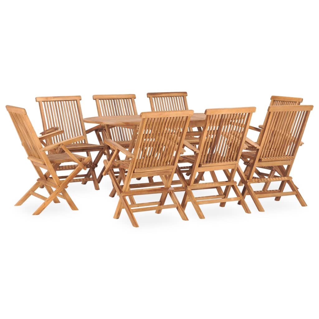 vidaXL 9-piece Folding Outdoor Dining Set Solid Teak Wood