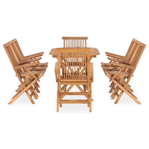 vidaXL 9-piece Folding Outdoor Dining Set Solid Teak Wood