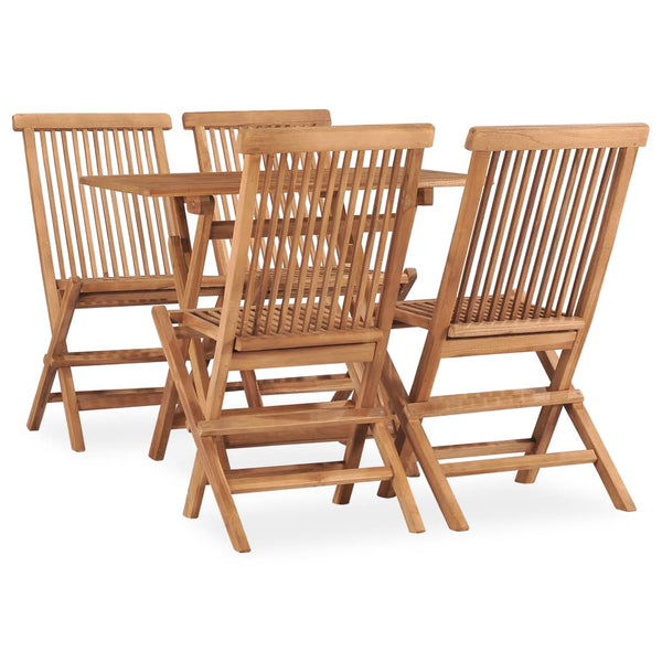 vidaXL 5-Piece Folding Outdoor Dining Set Solid Teak Wood