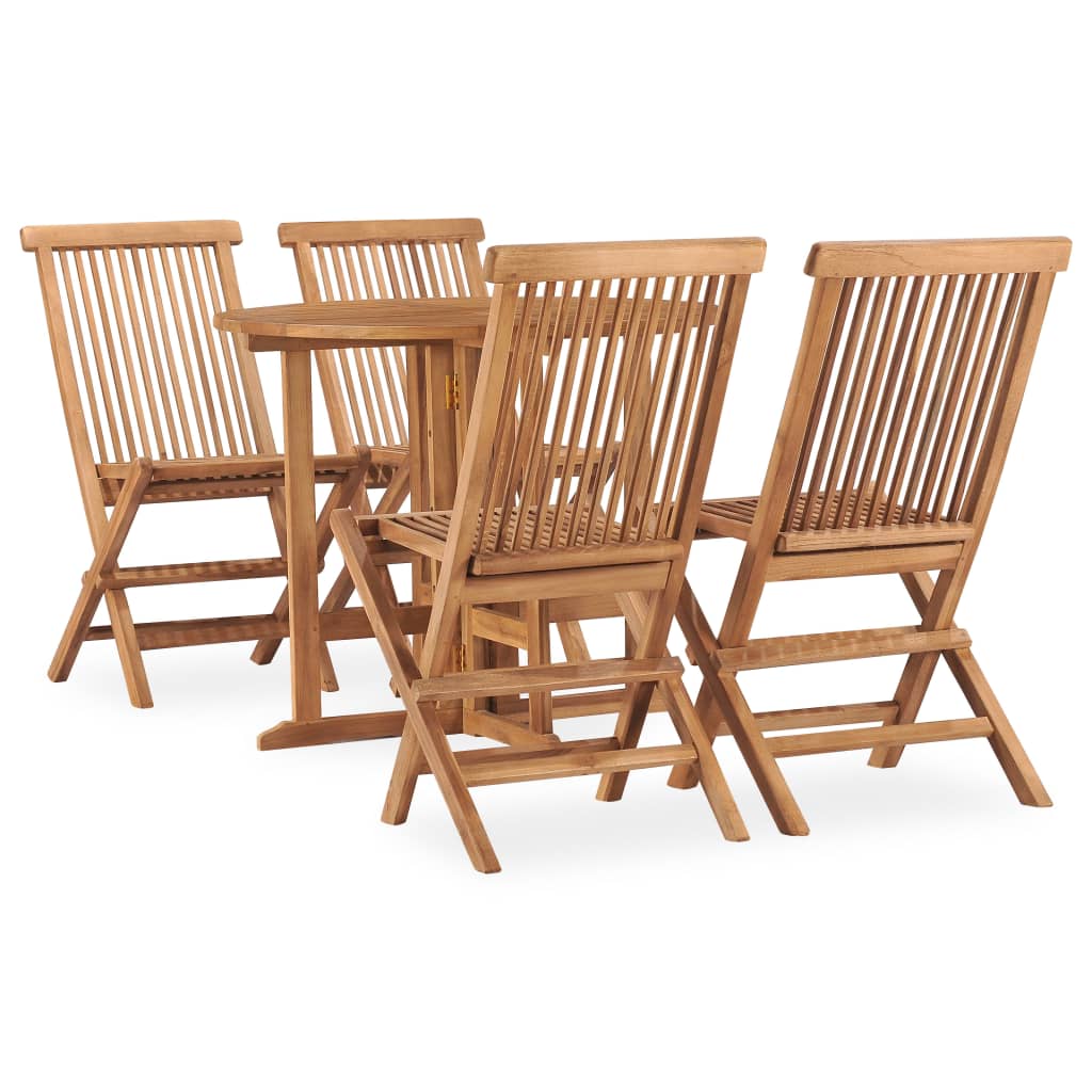 vidaXL 5-piece Foldable Solid Teak Wood Garden Dining Set