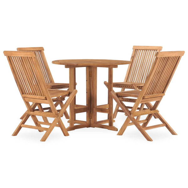 vidaXL 5-piece Foldable Solid Teak Wood Garden Dining Set