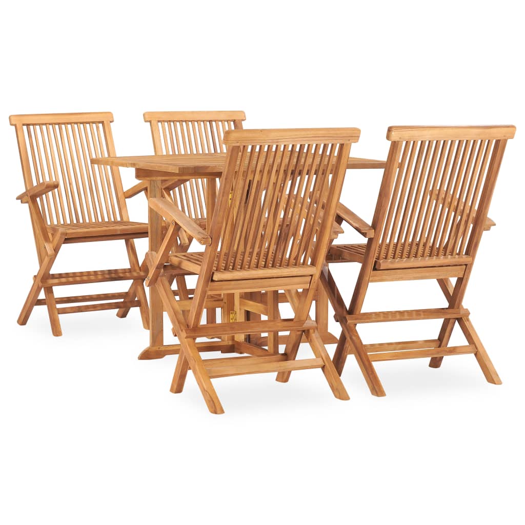 vidaXL 5-Piece Folding Outdoor Dining Set Solid Teak Wood