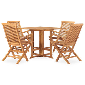 vidaXL 5-Piece Folding Outdoor Dining Set Solid Teak Wood
