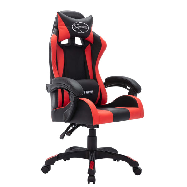 vidaXL Gaming Chair with RGB LED Lights Red and Black Faux Leather