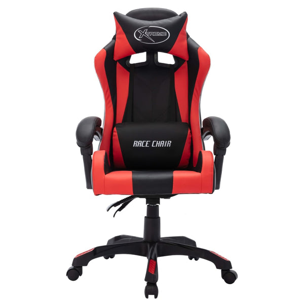 vidaXL Gaming Chair with RGB LED Lights Red and Black Faux Leather