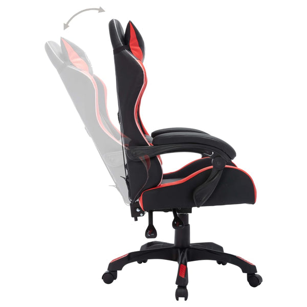 vidaXL Gaming Chair with RGB LED Lights Red and Black Faux Leather