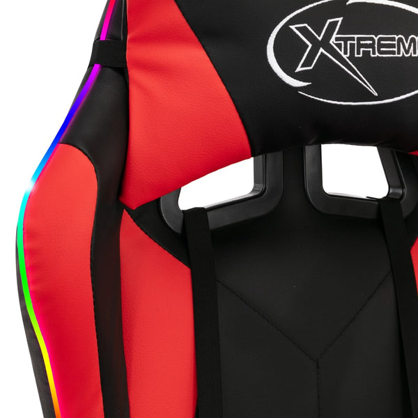 vidaXL Gaming Chair with RGB LED Lights Red and Black Faux Leather