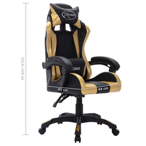 vidaXL Gaming Chair with RGB LED Lights Gold and Black Faux Leather
