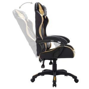 vidaXL Gaming Chair with RGB LED Lights Gold and Black Faux Leather