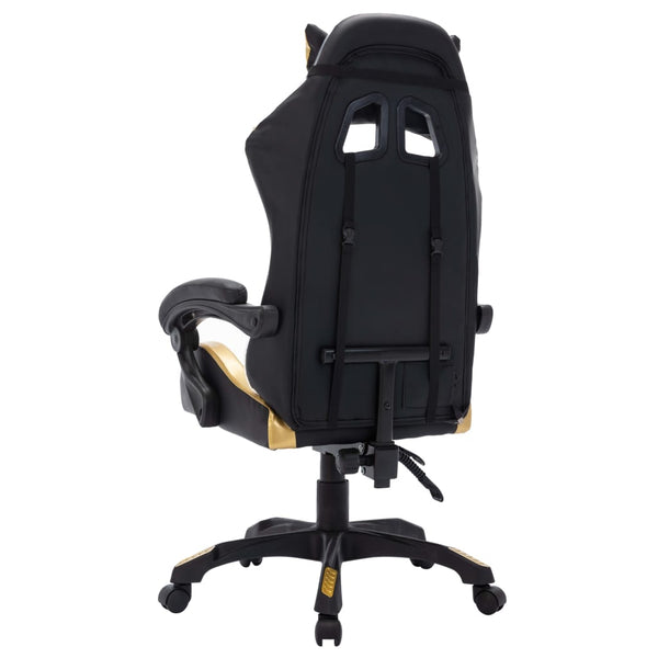 vidaXL Gaming Chair with RGB LED Lights Gold and Black Faux Leather