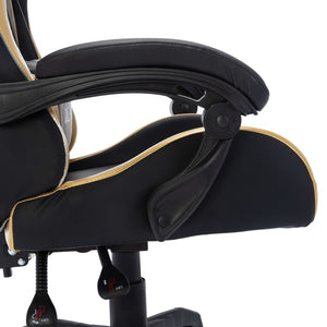 vidaXL Gaming Chair with RGB LED Lights Gold and Black Faux Leather