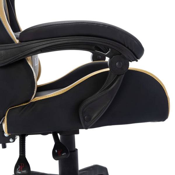 vidaXL Gaming Chair with RGB LED Lights Gold and Black Faux Leather