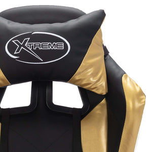 vidaXL Gaming Chair with RGB LED Lights Gold and Black Faux Leather